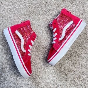 NEW Vans Toddler Glitter Pink High Top Sneakers Shoes 7.5